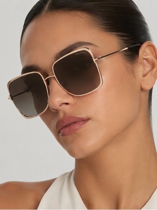 New TOM FORD FT1319 30F Gold Frame Brown Gradient Square Sunglasses Authentic main image 9